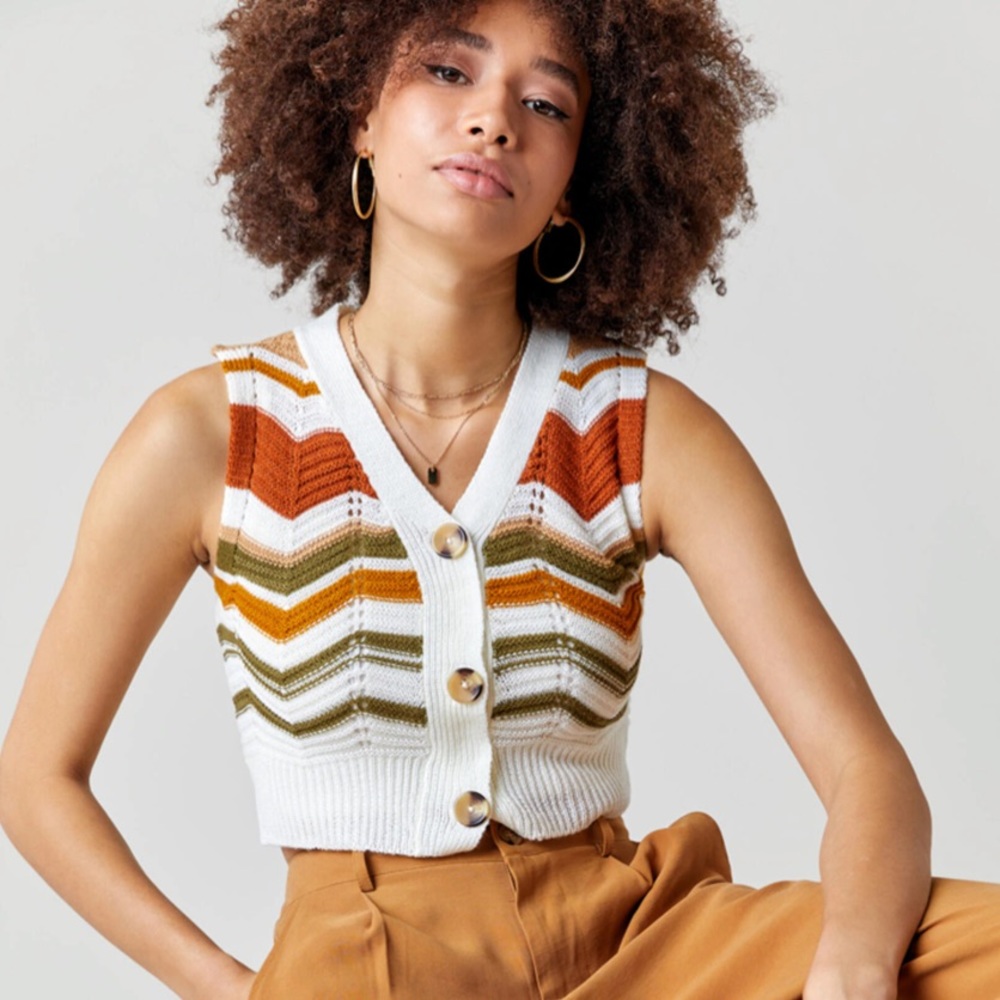 Chevron Button down vest